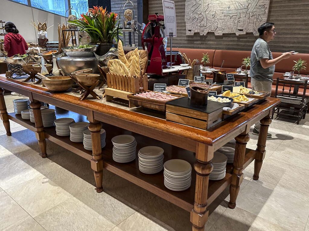 Conrad Manila Hotel breakfast buffet meats and cheeses