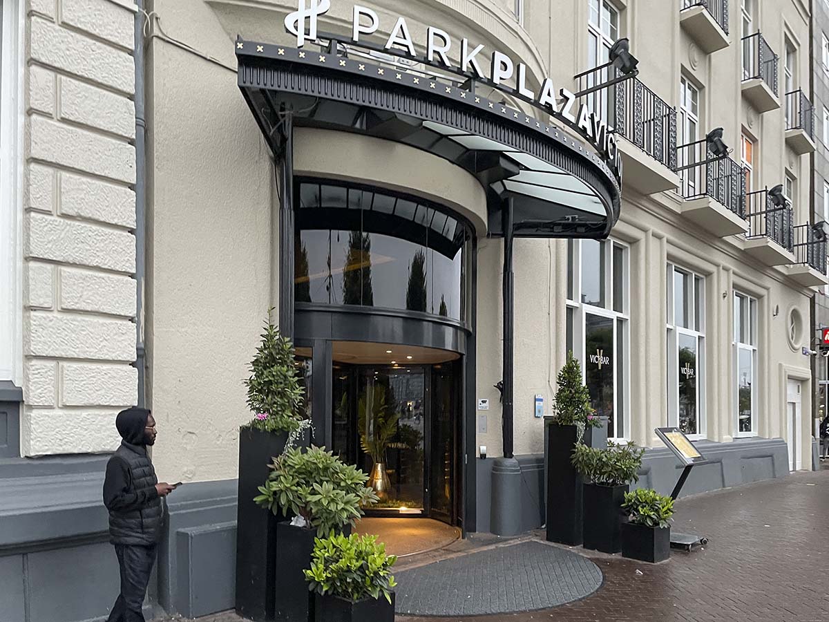 Entrance to the park plaza Victoria hotel in Amsterdam