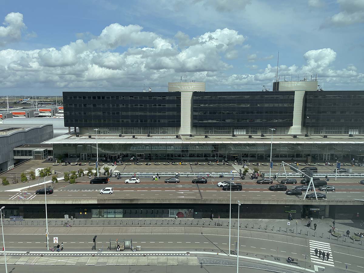 View of the airport terminal from my room at the Sheraton Hotel Schiphol Airport 