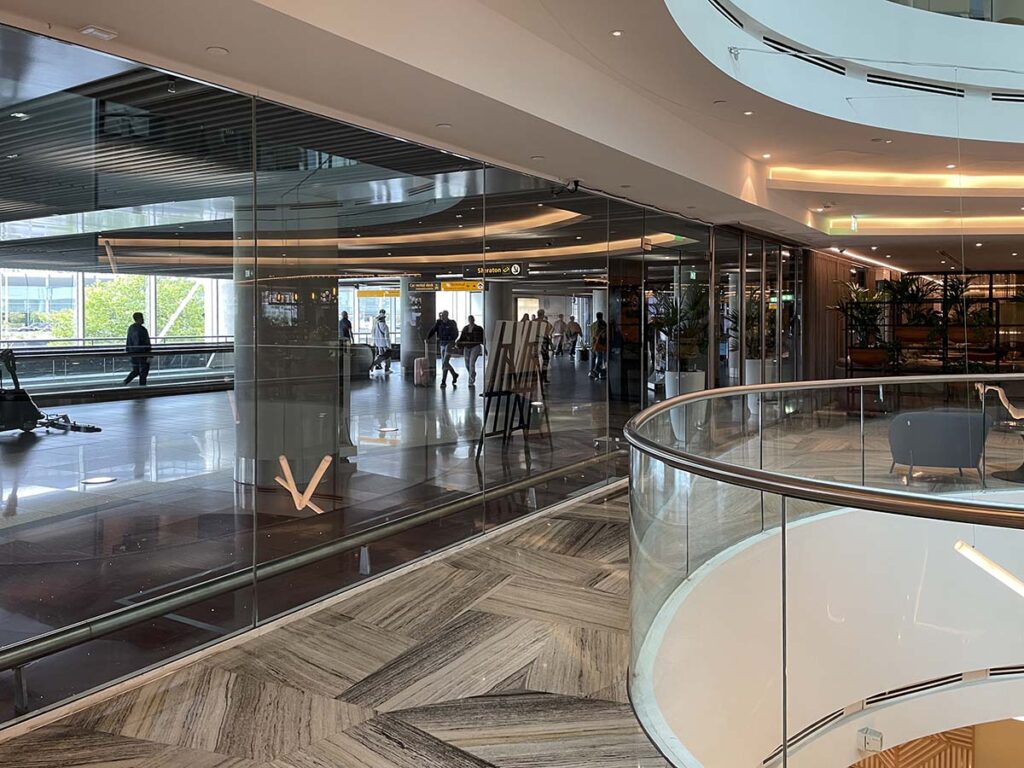 Sheraton Schiphol Airport main entrance looking towards the outside