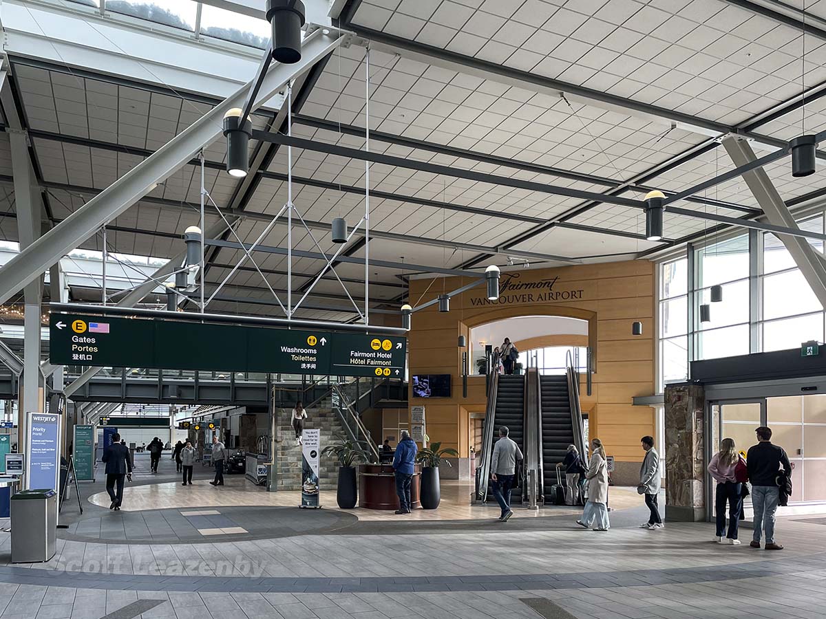 Entrance to the Fairmont YVR hotel from inside the terminal