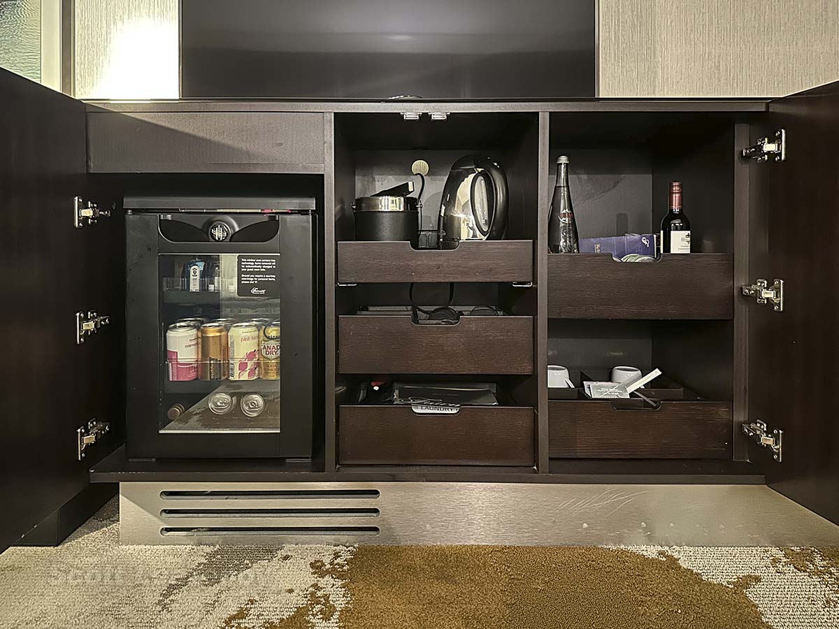 Minibar in my room at the Fairmont Hotel YVR