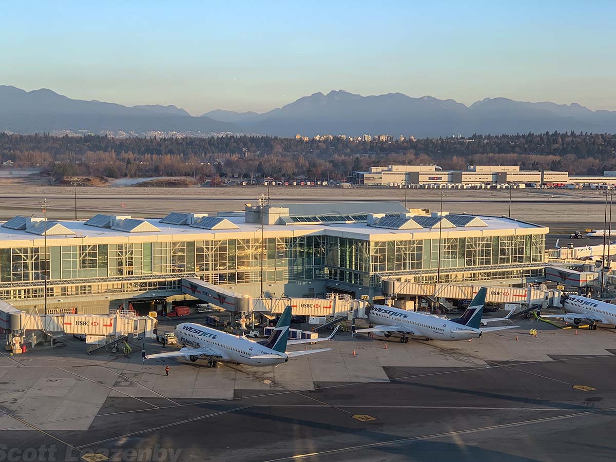 View of the airport and airplanes from my room at the Fairmont hotel Vancouver airport