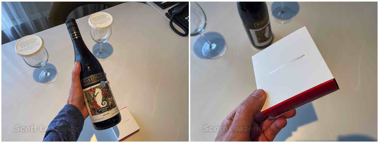 Incheon Grand Hyatt suite complimentary wine and chocolate amenity