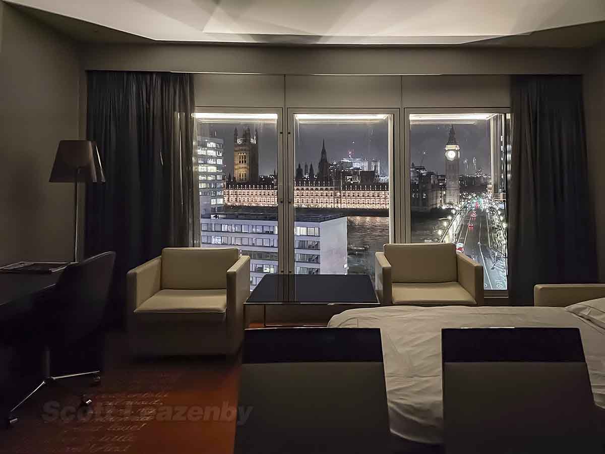 View of parliament building and big Ben from park plaza Westminster bridge hotel in London