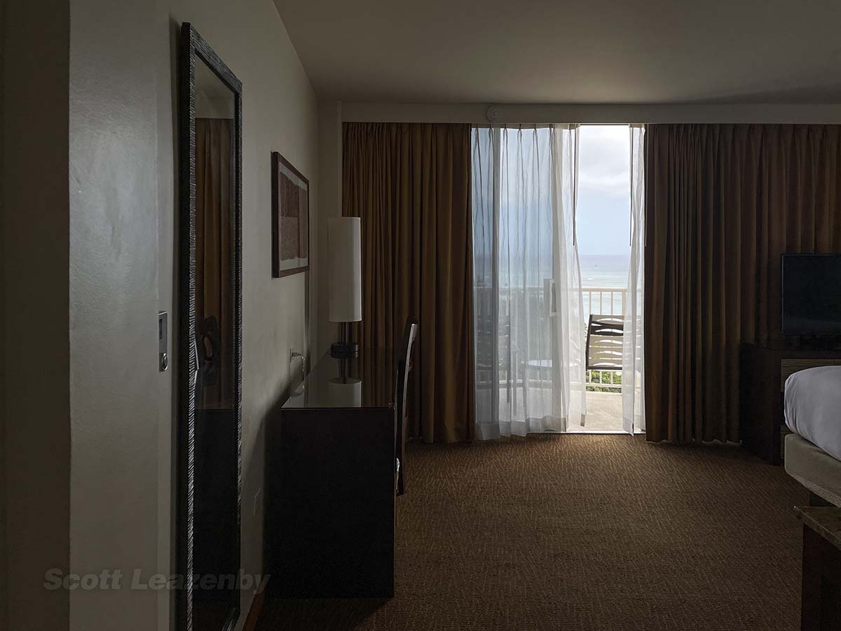 Walking into my room for the first time at the Park Shore Waikiki 