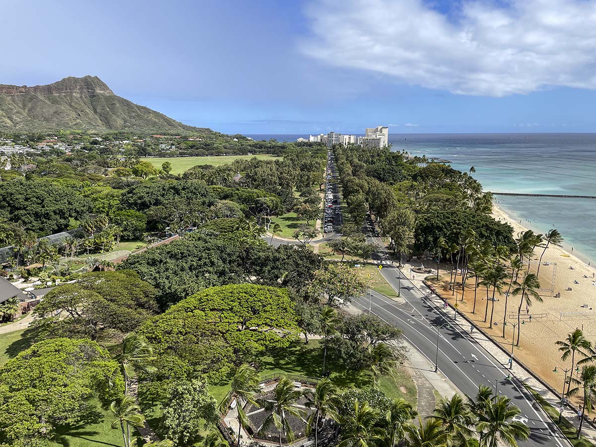 View of Diamond Head from my room at the Park Shore Waikiki Hotel 