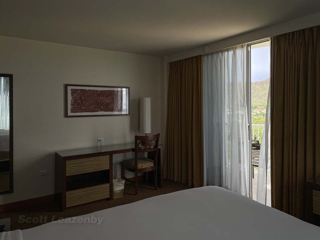 Park Shore Waikiki corner room patio door