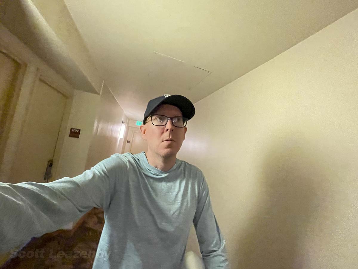 Scott walking to his room on the 17th floor at the Park Shore Waikiki 