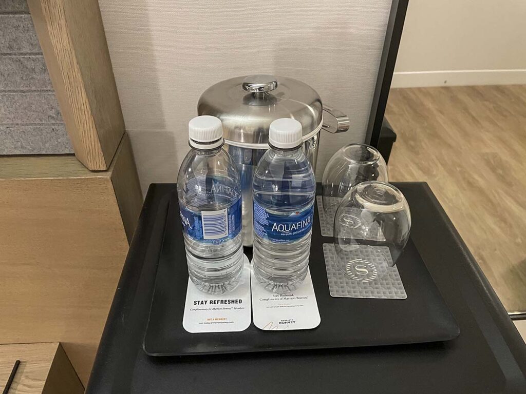 Complementary bottled water in my room at the Sheraton YYZ