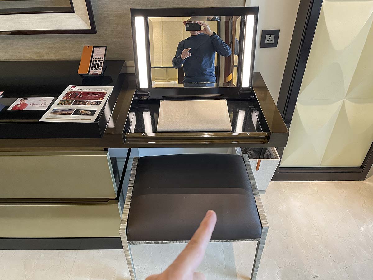 Make up mirror in my room at the Solaire Hotel Manila 