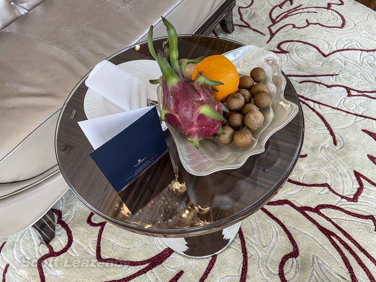 The Reverie Saigon Hotel complementary fruit bowl