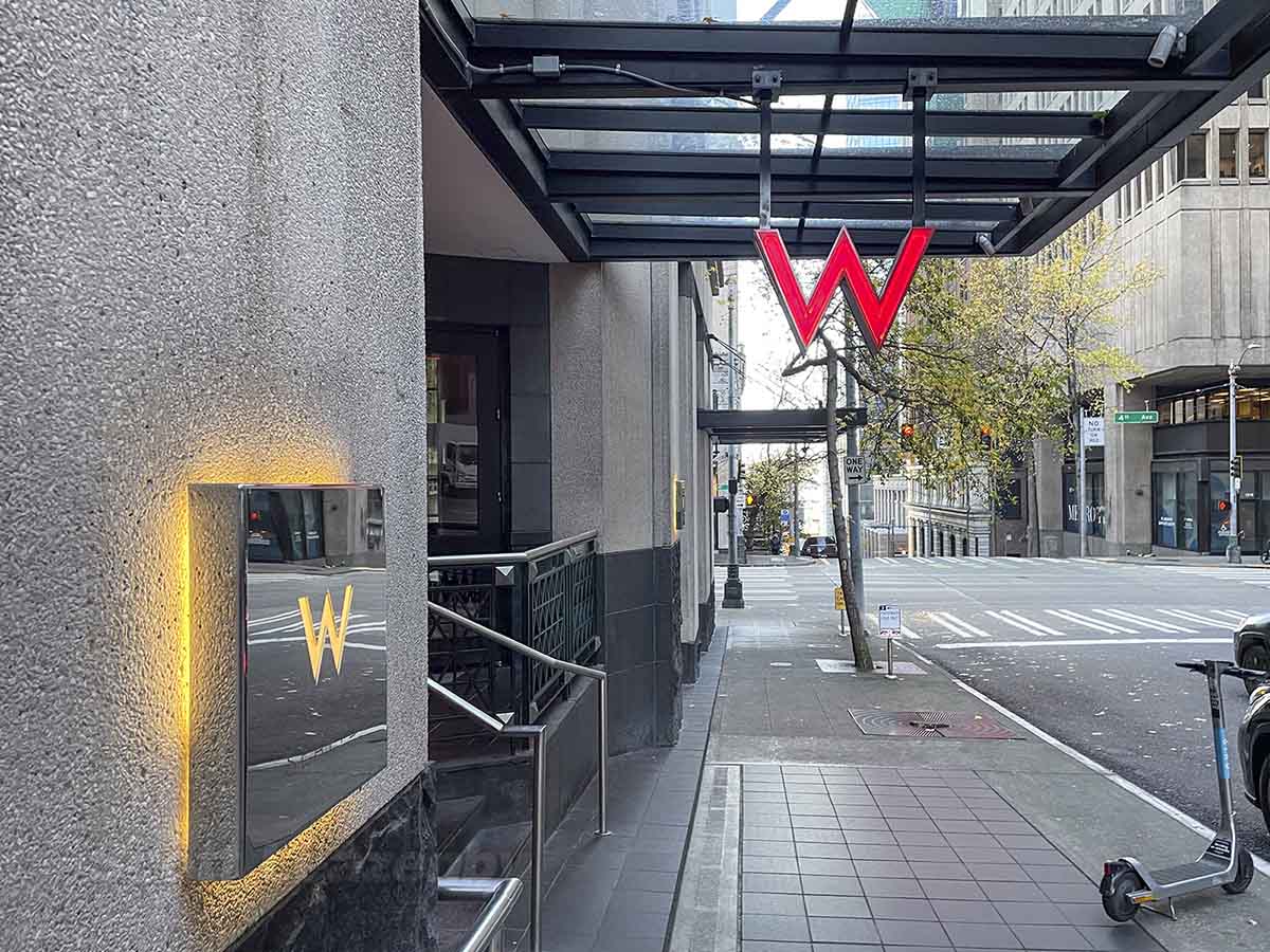 Entrance to the W hotel downtown Seattle
