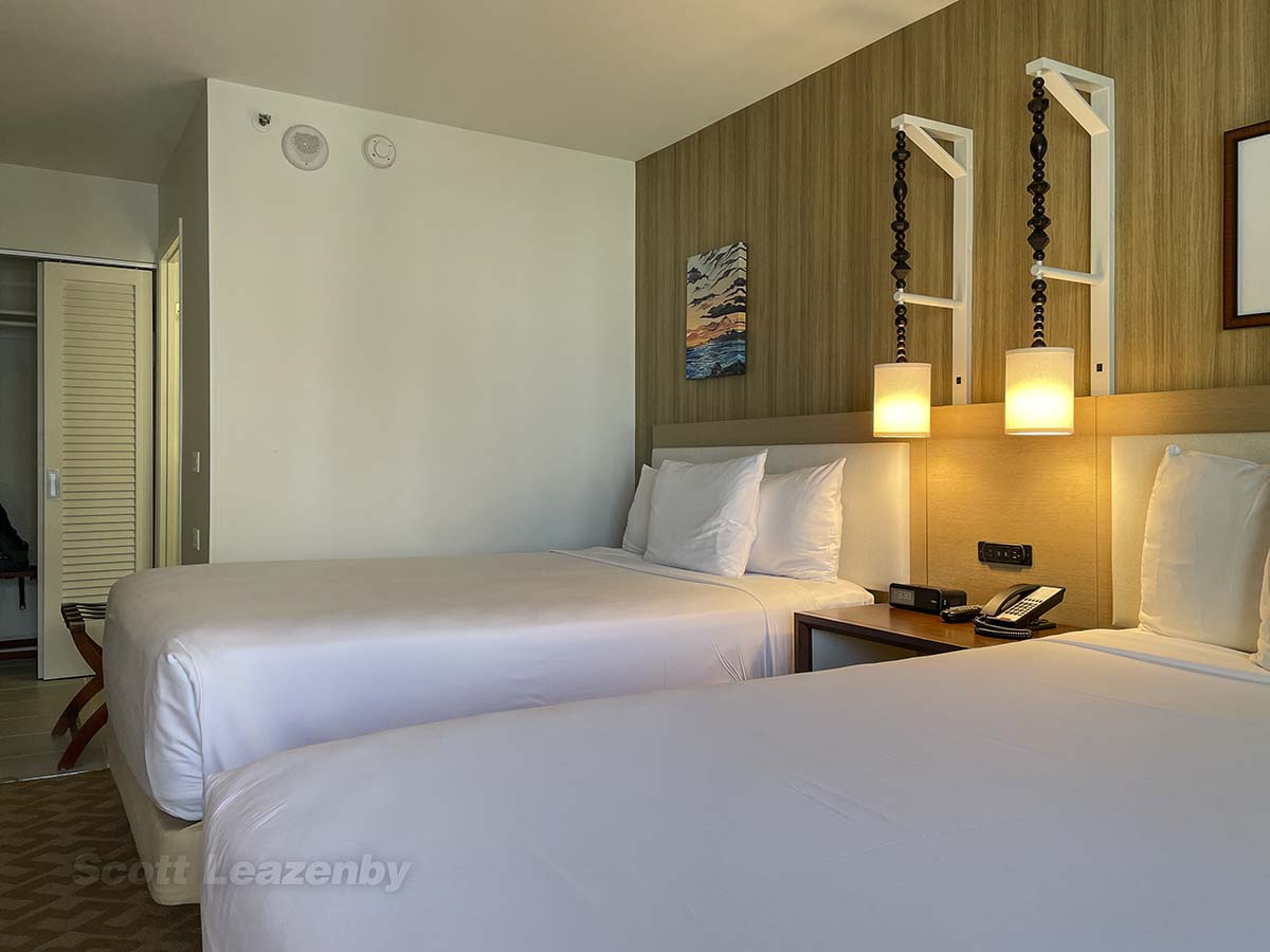 Twin bed in my room at the Waikiki Malia Hotel 