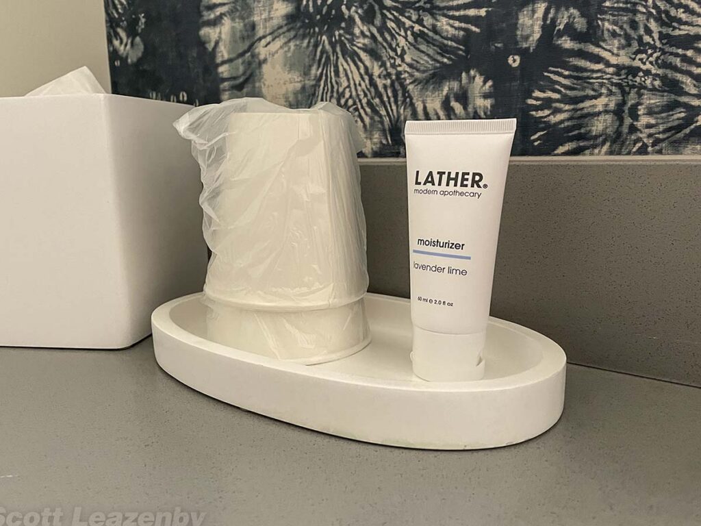 Waikiki Malia Hotel soaps and lotions in the bathroom