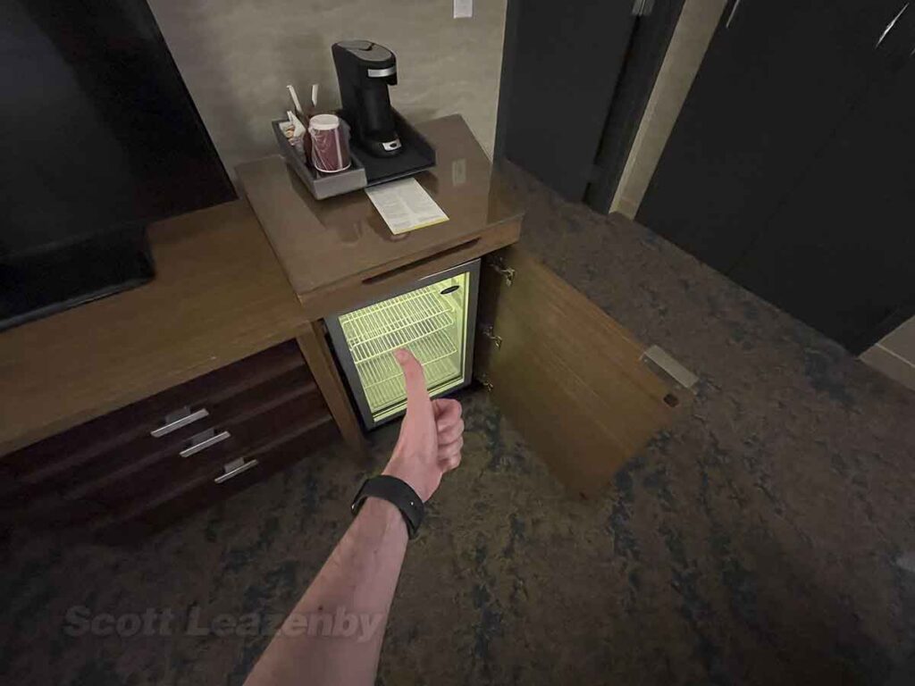 Westin dtw hospitality suite mini refrigerator in bedroom