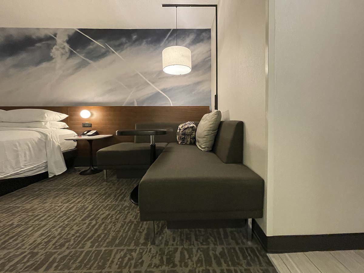 Sofa in my room at the Marriott Newark Airport 