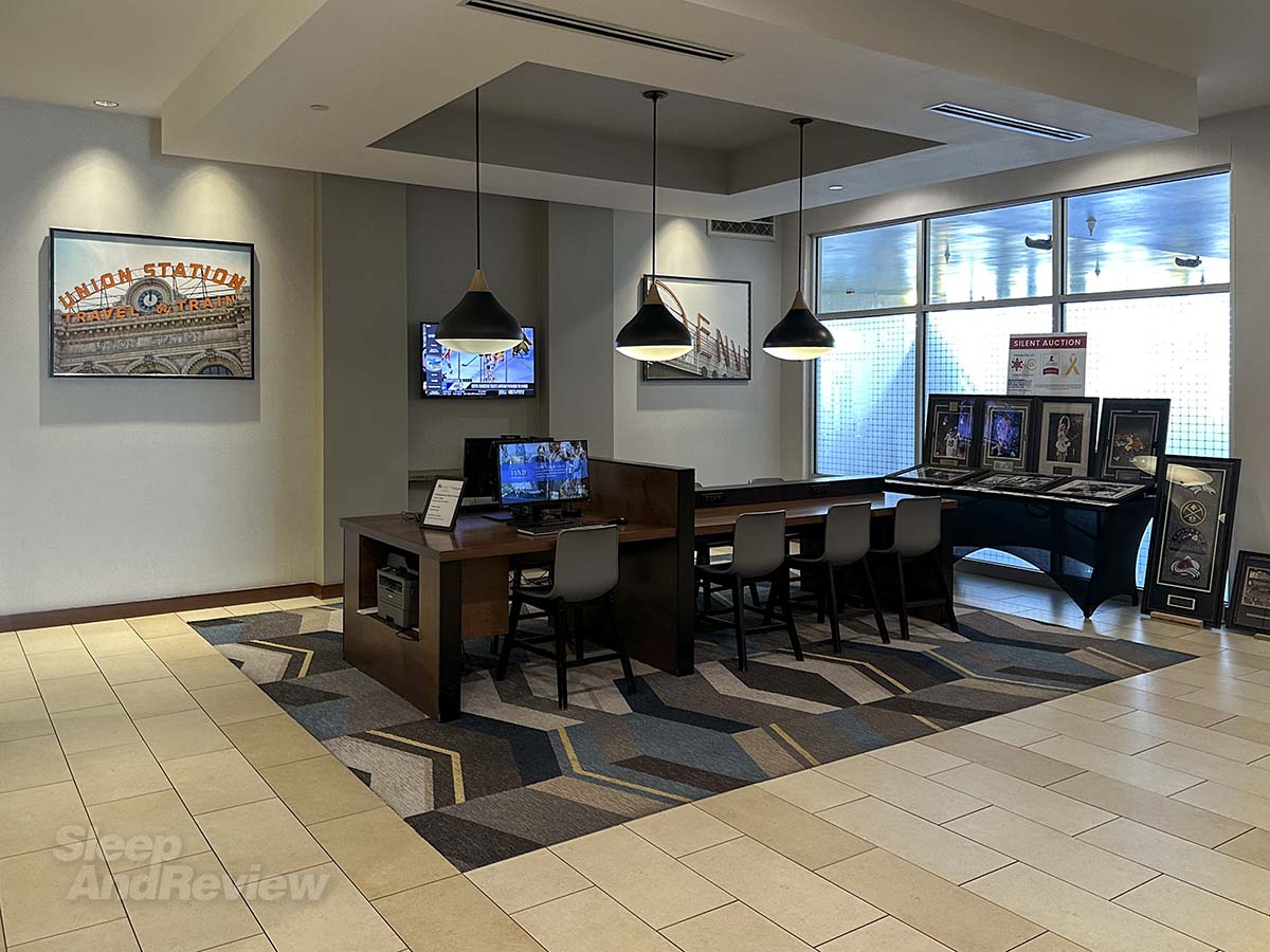 Hyatt House Denver Airport work tables with printers and computers