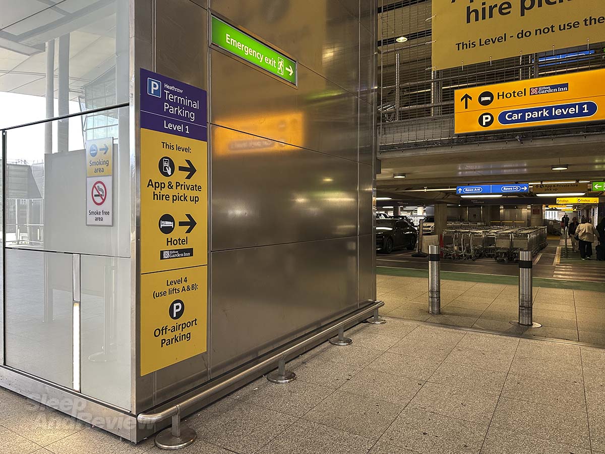 Following the signs to the Hilton Garden Inn Heathrow Airport Terminal 2 LHR