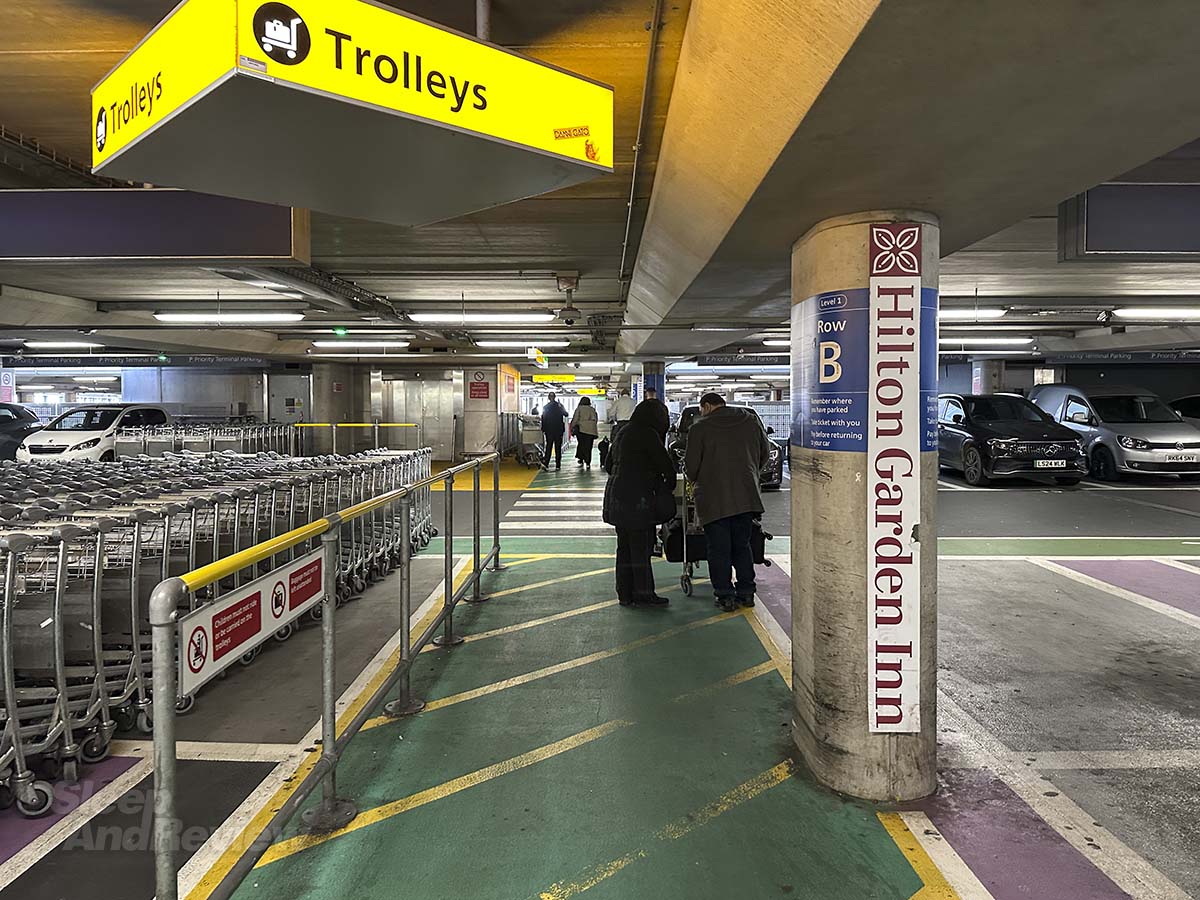 Following the signs to the Hilton Garden Inn through the car park terminal 2 LHR