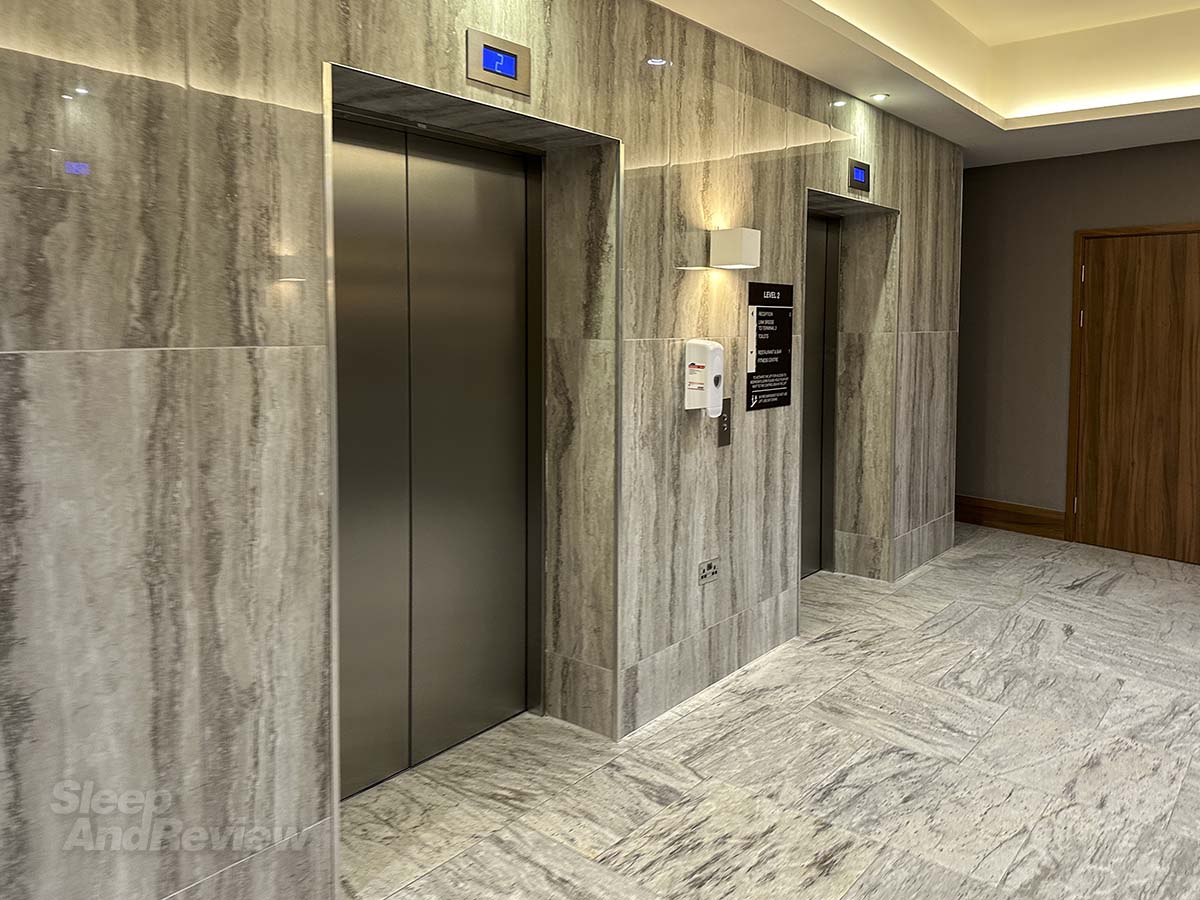 Lobby elevators Hilton Garden Inn Terminal 2 Heathrow Airport