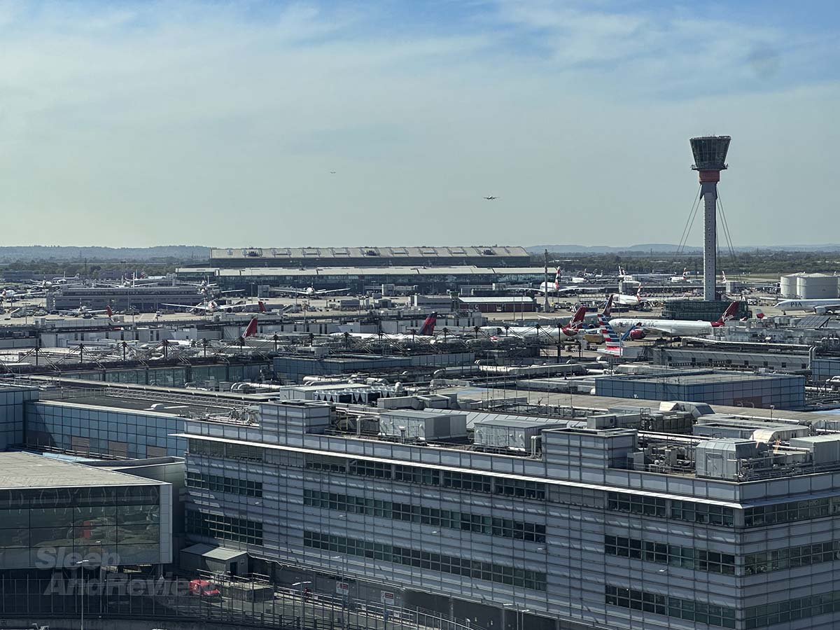 View of terminals 3 and 5 from my 12th floor room at the Hilton Garden Inn Heathrow Airport
