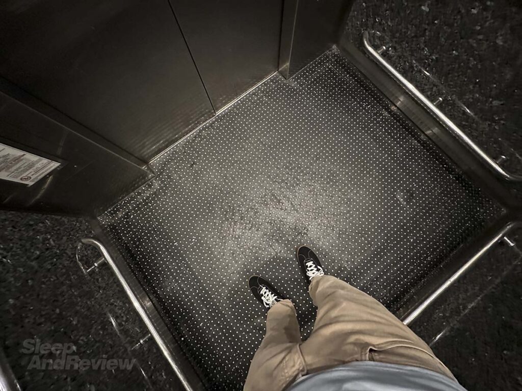 Inside the elevator at the Miami International Airport hotel