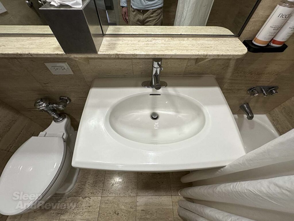 Bathroom sink in my room at the Miami International Airport hotel