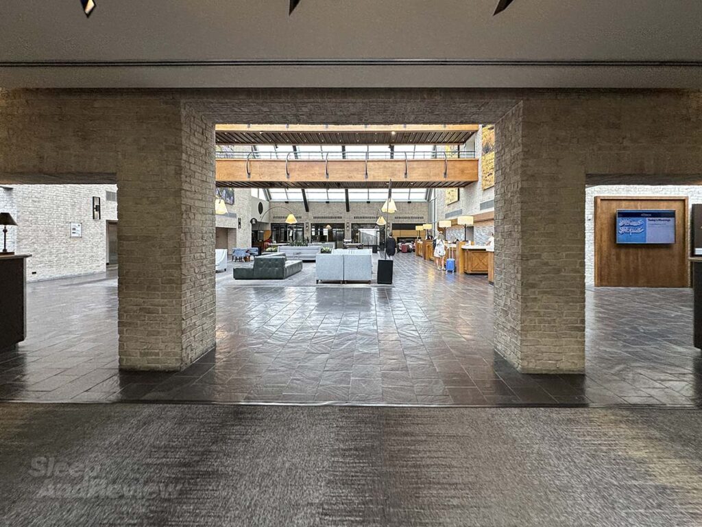 Walking into the lobby of the Inverness Denver hotel