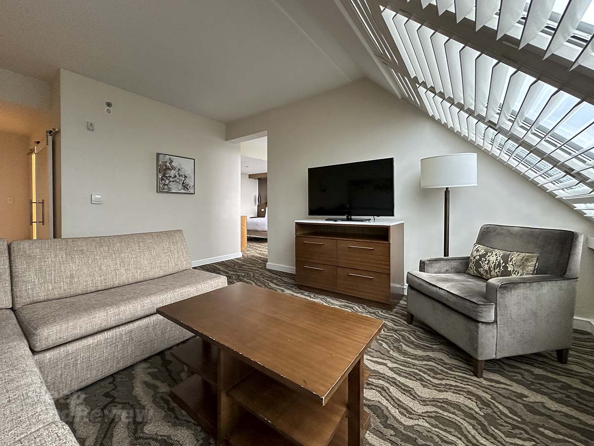 Layout of my 5th floor studio suite at the Inverness Denver hotel