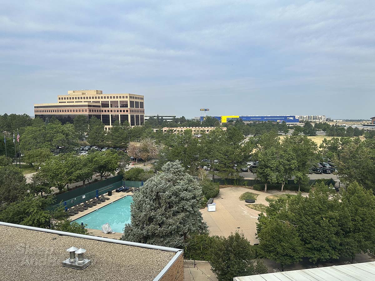 View from the top floor of the Inverness Denver Hotel looking towards the west (on the opposite side of the golf course)