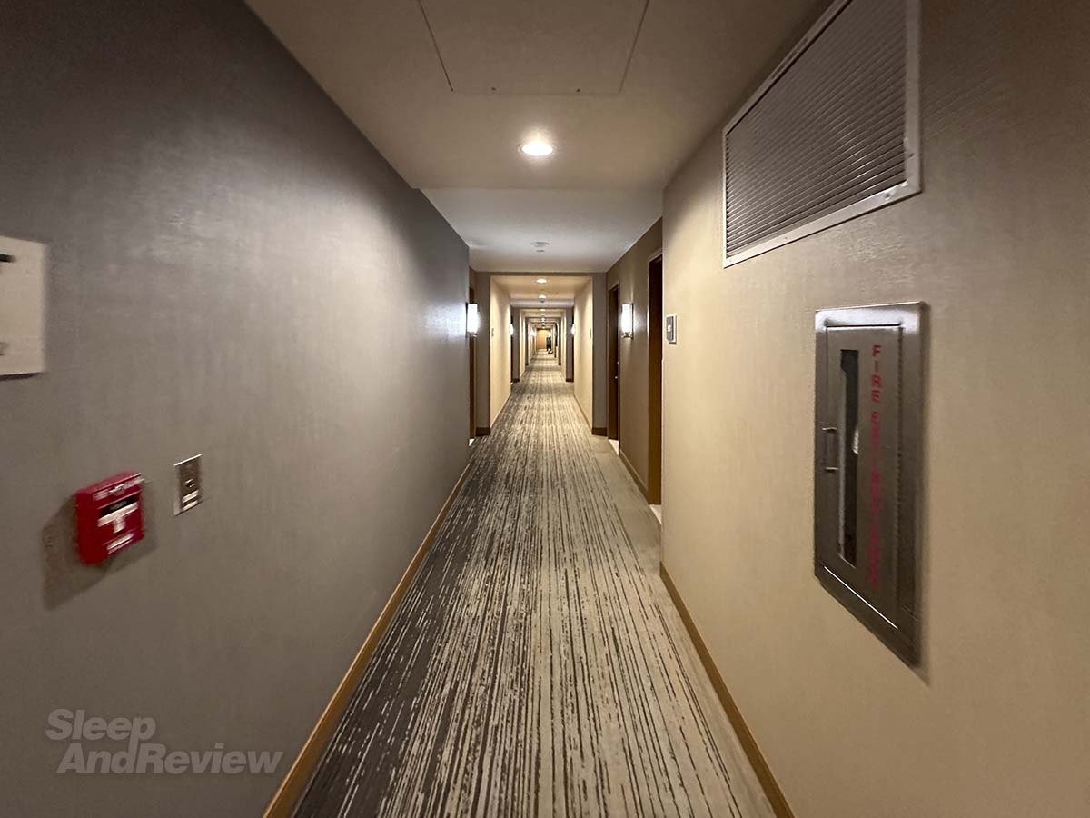 Hallway leading to my room on the 9th floor at the Westin hotel Denver airport