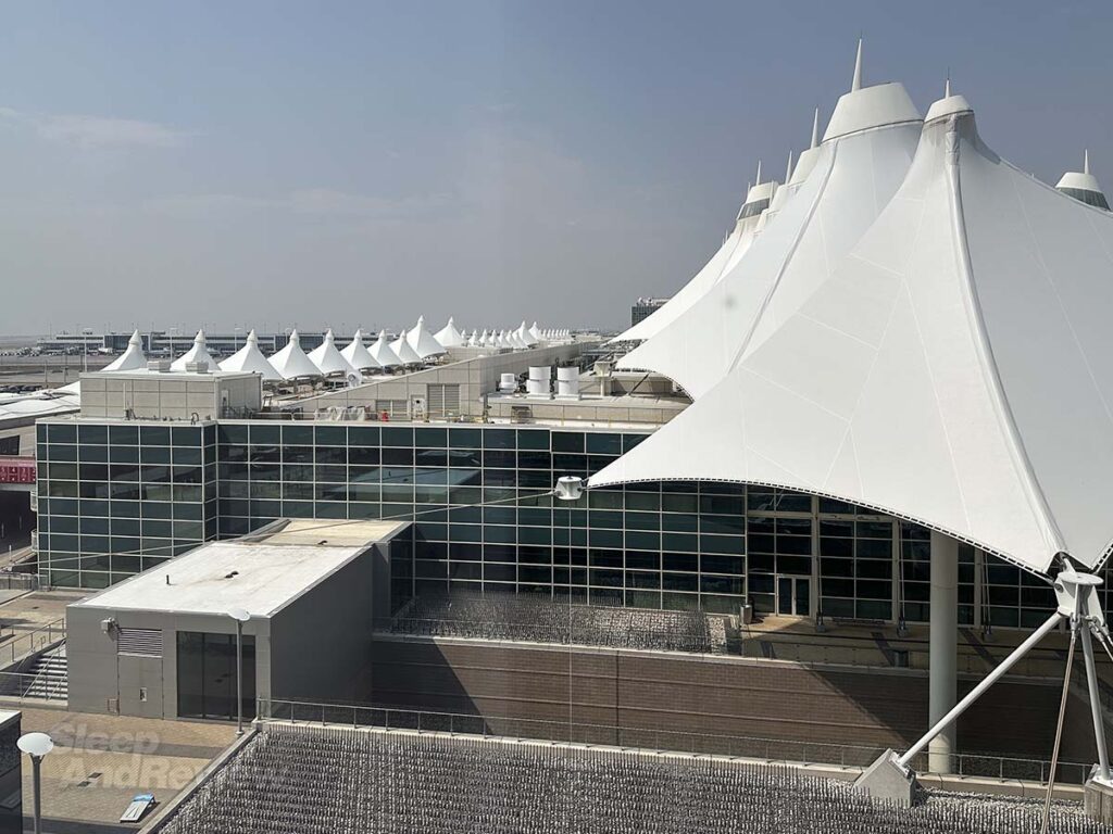 View of the airport terminal from my 9th floor room at the Westin hotel Denver airport