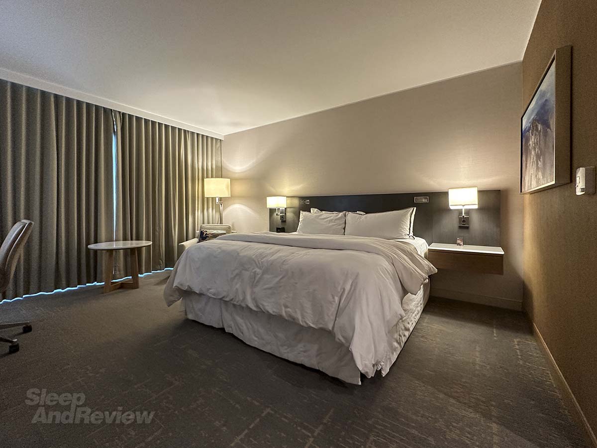 King bed in my room at the Westin Denver Airport