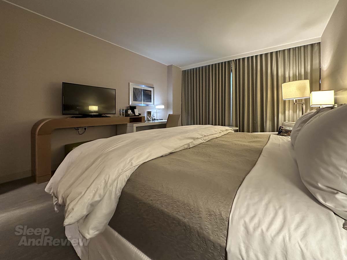 Westin Denver Airport Standard room size showing how a king bed fits
