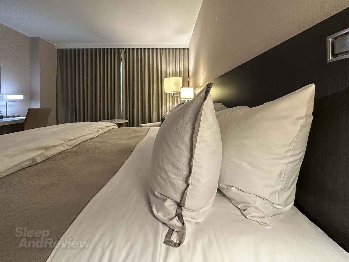 Pillows on my bed at the Westin Denver airport