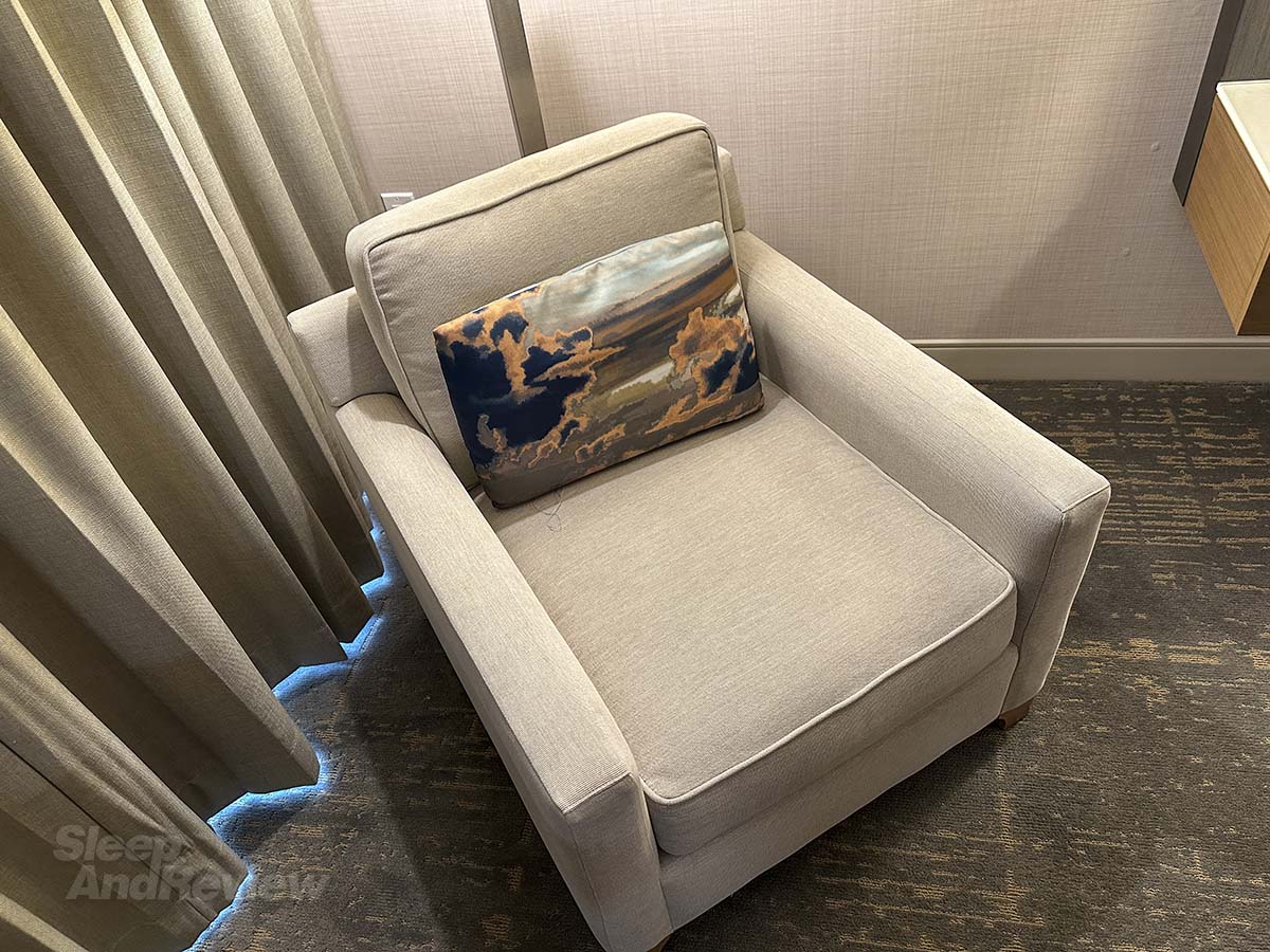 Well padded side chair in my room at the Westin Denver airport