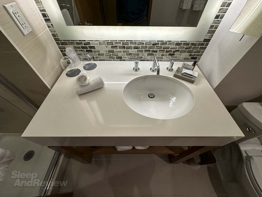 Bathroom vanity in my room at the Westin hotel Denver Airport