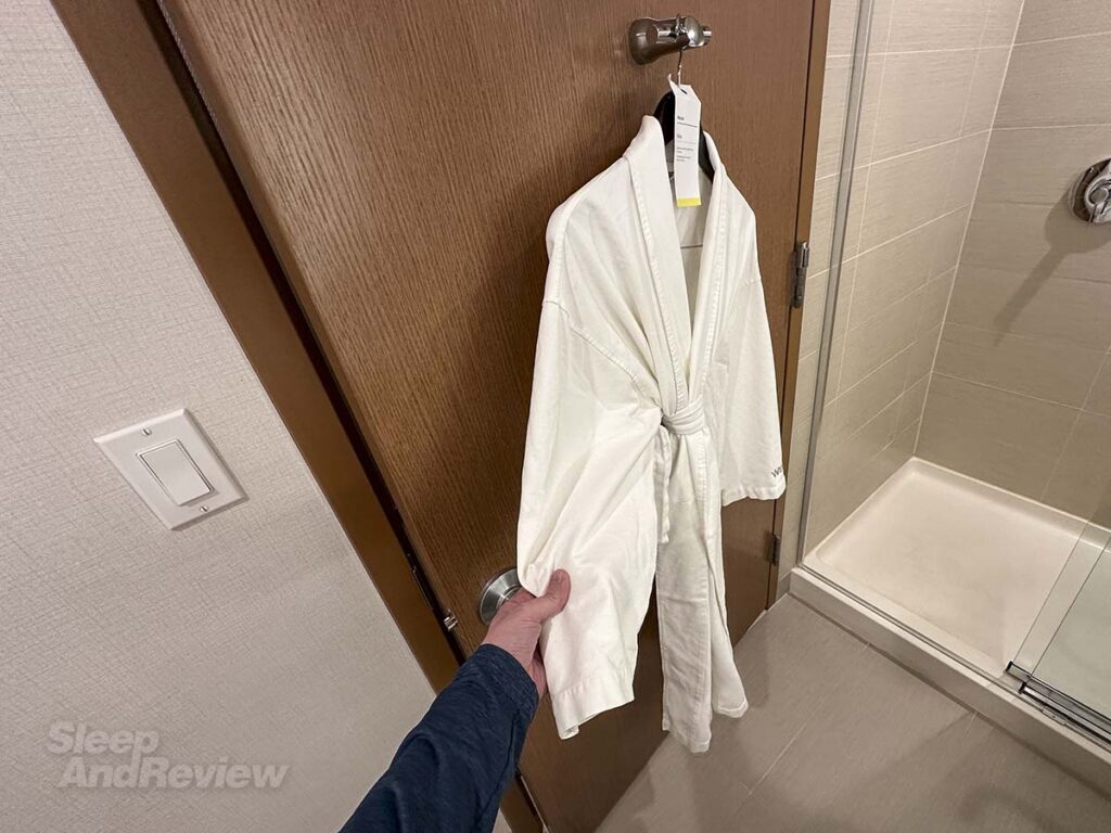 Complementary bathrobe in my room at the Westin Denver airport