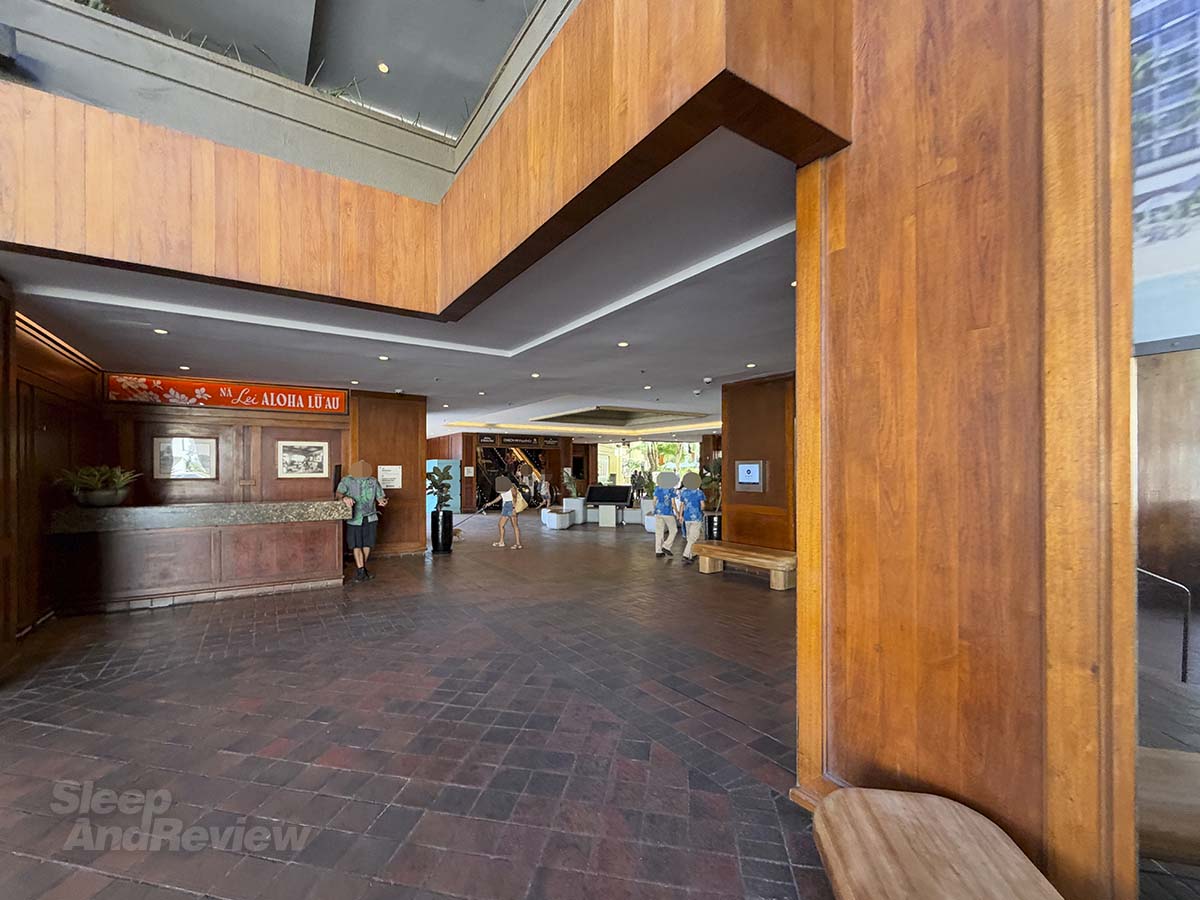Walking into the lobby of the Hyatt Regency Waikiki Resort and Spa from the main entrance