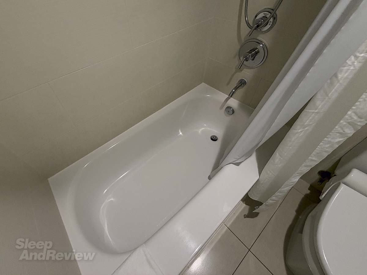 Shower and tub in my room at the Hyatt Regency Waikiki Resort and Spa
